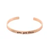Wholesale high quality 316L 4mm stainless steel custom engrave logo you got this rose gold cuff c bangles