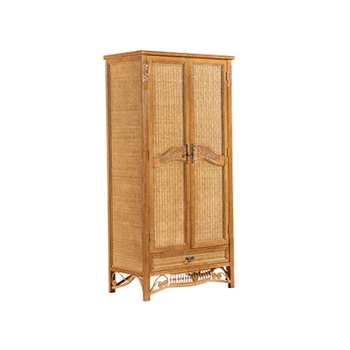 Antique Natural Rattan Wardrobe Livingroom Bedroom Cabinet