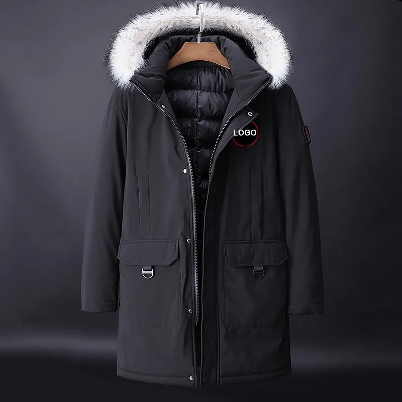 Custom Unisex Long Warm Fur Hooded Padded Cheap Mens Designer Winter ...