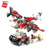 Qman kids building fire station blocks fire car plan toys firefighter toys set educational toys building blocks