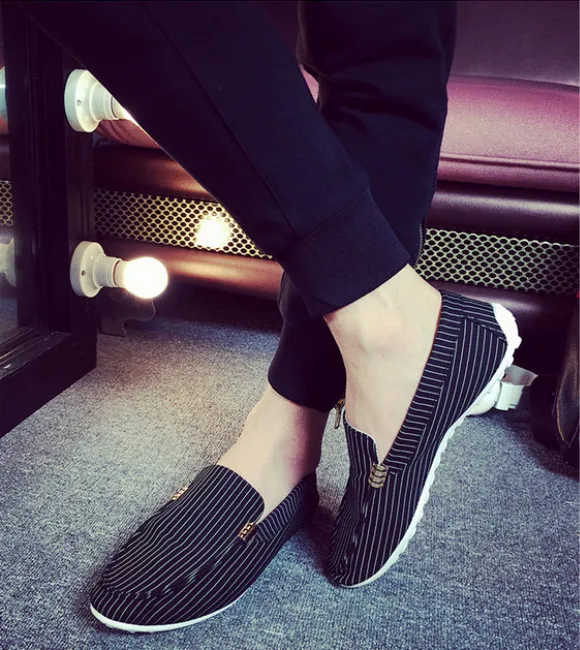 New 2016 Women Girl Spring/Summer Casual Strip Canvas Flat Slip-On Driving Shoes 