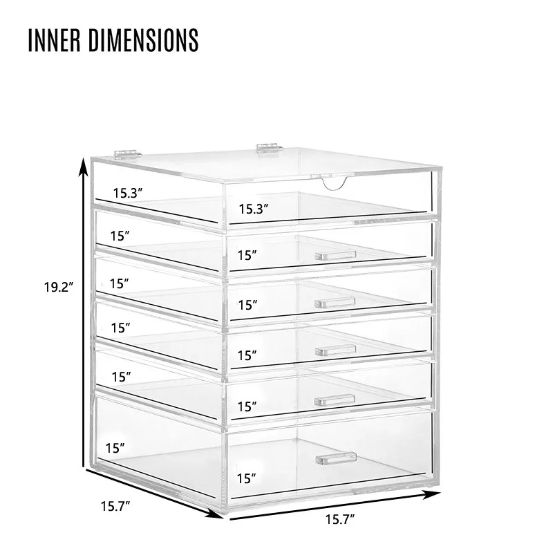 2018 Wholesale Large 6 Tier Extralarge Cosmetic Clear Acrylic Makeup