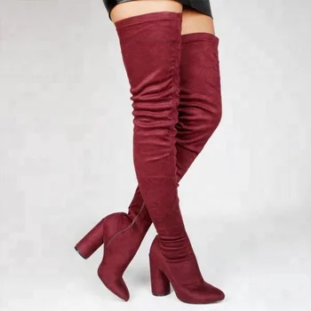 maroon high boots