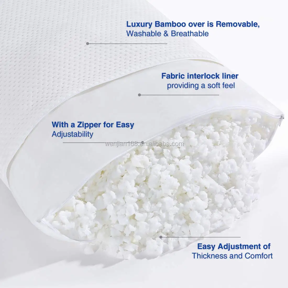 Factory Direct Shredded Memory Foam Adjustable Standard/queen Pillow ...
