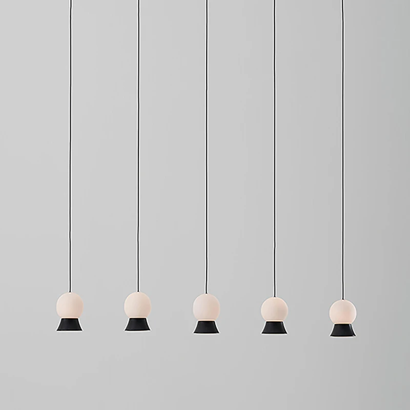 Nordic modern minimalist glass spherical bed line fish line lamps Fuji stairs porch three-head restaurant chandelier