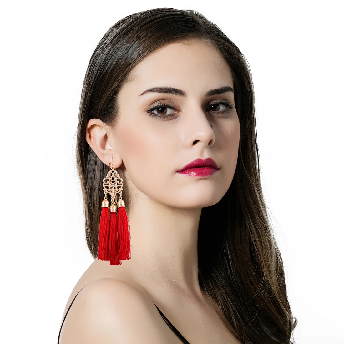 Beautiful Silk Thread Tel Earrings Red Color Drop Gift Earring Beautiful Silk Thread Tel Earrings Red Color Drop Gift Earring