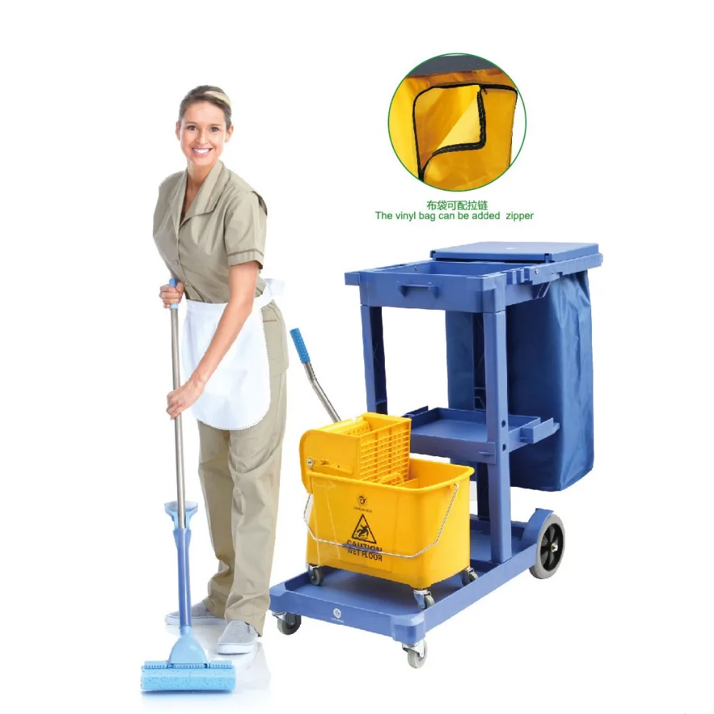 Janitor Cart w/ Lid and Zipper Bag