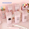 Wholesale office cute korean stationery items names kids kawaii hard cover pencil case creative acrylic funny pen holder