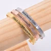 Personalized Customized Stainless Steel Inspirational Message Engraved C- Bangle Bracelet For Friendship Gifts