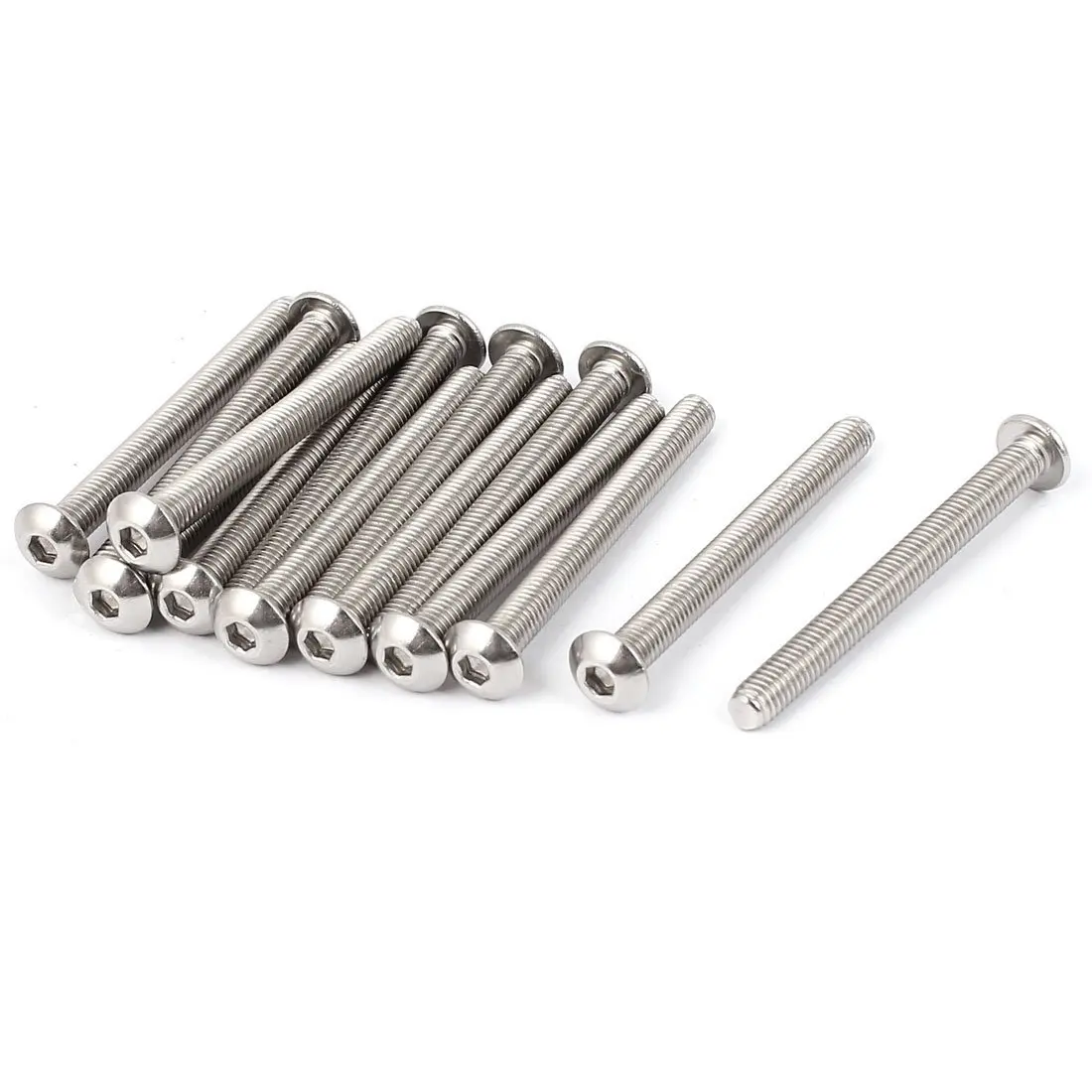 uxcell M5 x 50mm Full Thread Button Head Socket Cap Screw Silver Tone 15 Pcs