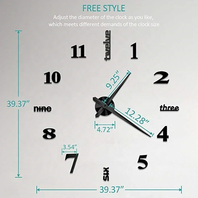 Large Diy Wall Clock Modern 3d Wall Decorations Clock With Mirror Numbers Stickers Gift Buy Wall Clock Decorative Wall Clock Diy Wall Clock Product On Alibaba Com