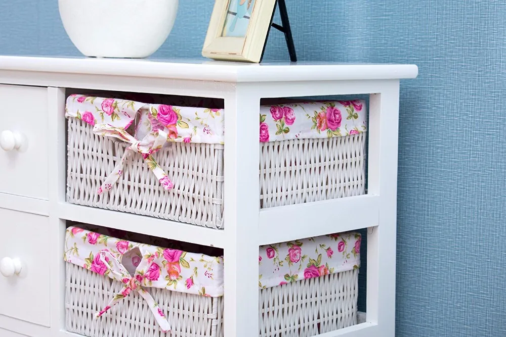 Centre With Storage Baskets Chest Of Drawers Furniture Wood Wicker