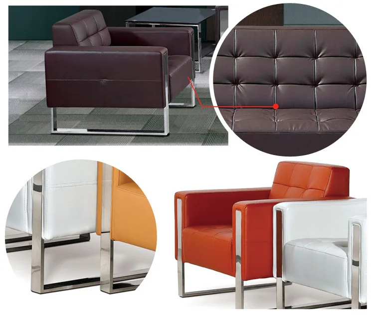 modern office leather sofa with stainless steel legs SJ897