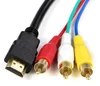 1.5M male to 3 rca audio video Cable nylon braid copper 3D HD 1080p component RGB cable