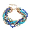 Blue rhinestone chain link bracelets clear blue crystal bangles and bracelets blue thick rope bracelet PB1999