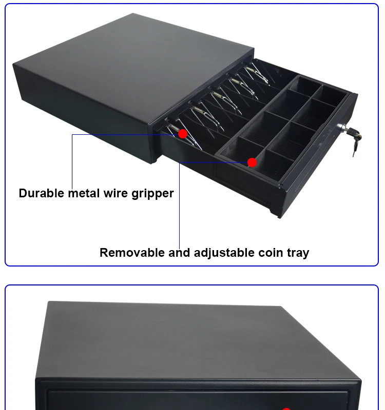 Cash Drawer for POS Receipt Printer or Cash Register with RJ11 Interface 5 Bills and 8 Coins Tray Black