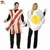 Wholesale bacon and egg food costume adult suit fancy dress for lady in 2 person couple mascot costume