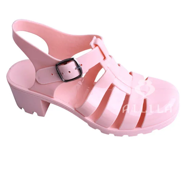 high heel jelly sandals