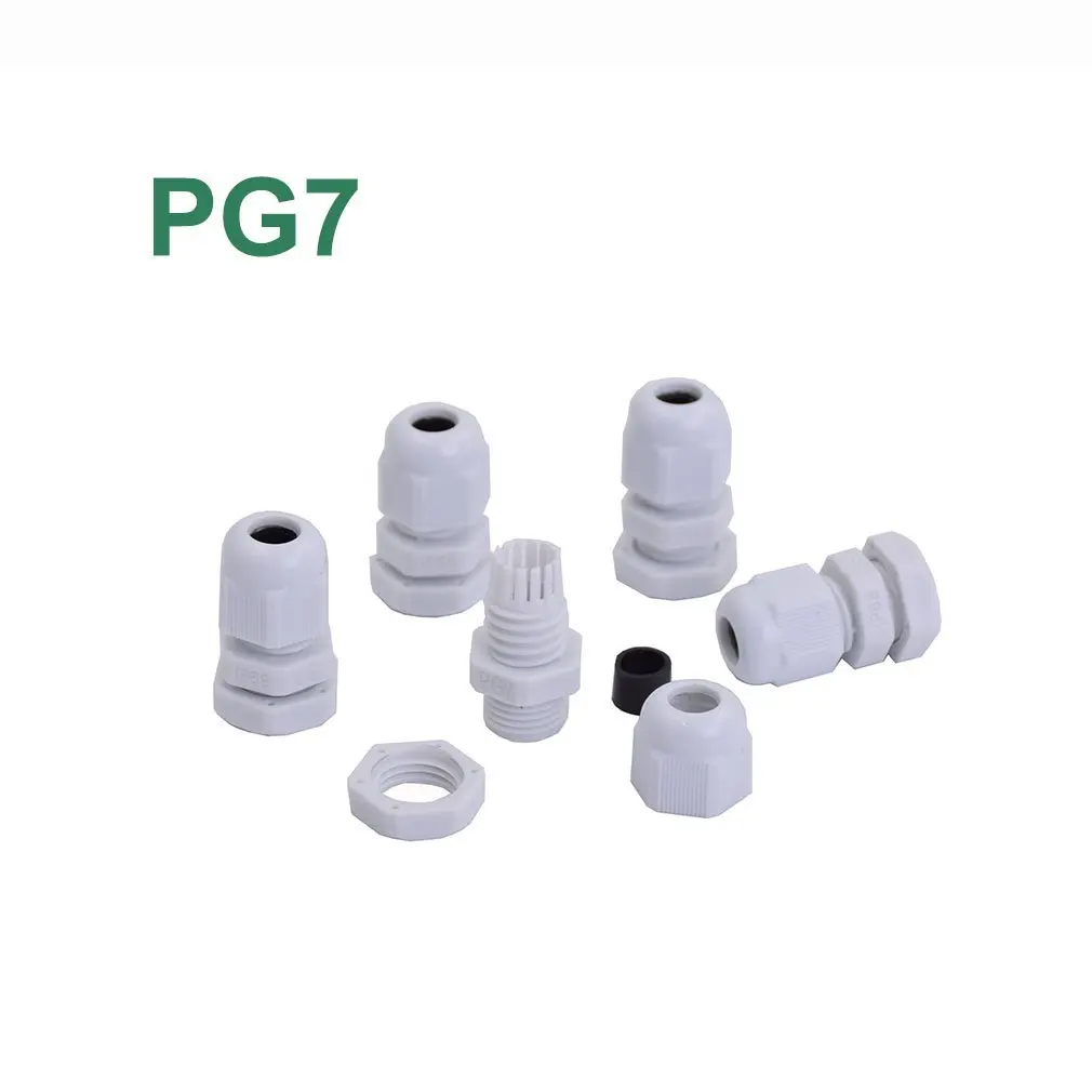 100pcs//lot PG16 Waterproof Cable Gland Connector Black Adjustable IP68 M22 Plastic Cable Gland with Locknut for 10-14mm Wire