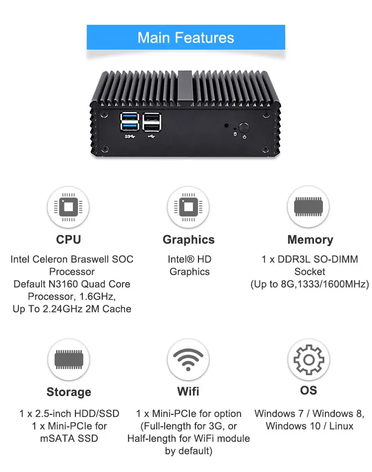 2 x Realtek RTL8111E Gigabit LAN high configuration pc poe embedded pc mini pc