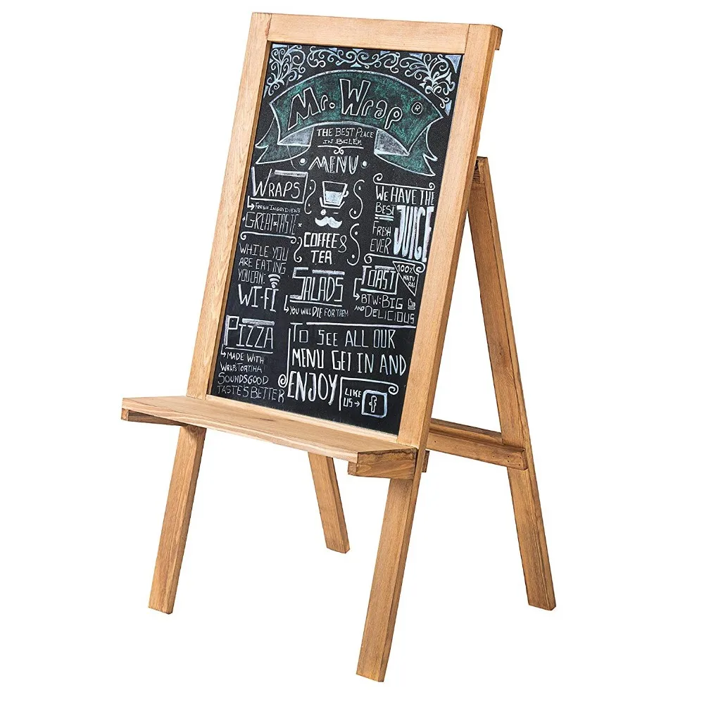 Freestanding Wood Aframe Chalkboard Easel,Erasable Chalk Display With