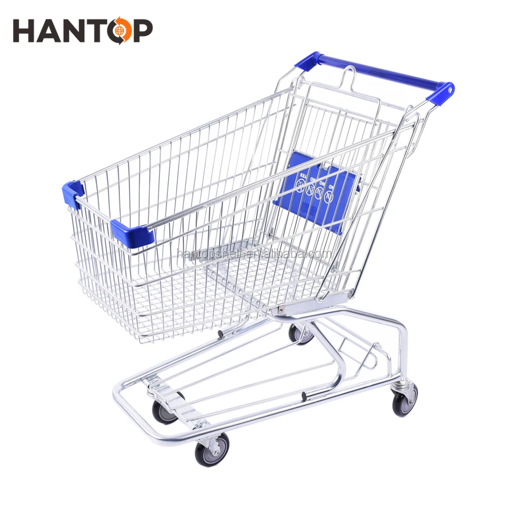 hand push metal supermarket shopping trolley cart with children