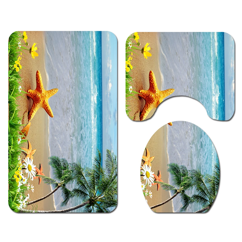 Ready to ship Bathroom Curtain Waterproof Fabric Geometric Shower Curtain and Bath Mat Cover Set 4Pcs