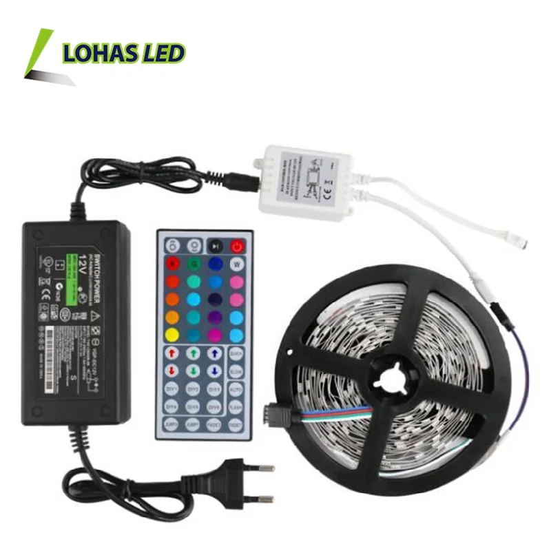 Super Bright LED Flexible Strip Waterproof IP65 12V DC SMD5050 5/M 60LEDs/M Power Adaptor Remote Controller RGBW RGB LED Strips