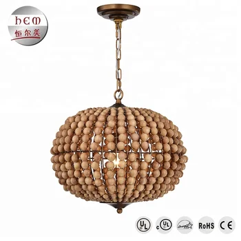 Lighting Modern Retro Round Bead Pendant Lamp Outdoor Cage Light Wooden Chandelier For High Ceilings Lighting Modern Retro Round Bead Pendant Lamp Outdoor Cage Light Wooden Chandelier For High Ceilings
