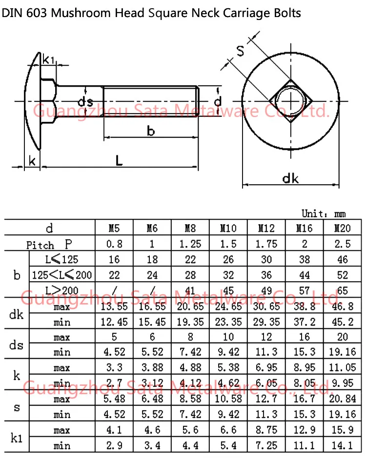 Din603 Stainless Steel 316 A4-70 Metric Mushroom Round Head Square Neck ...