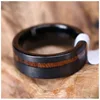 Offset Koa Wood Inlay Wonder Black Tungsten Ring For Women