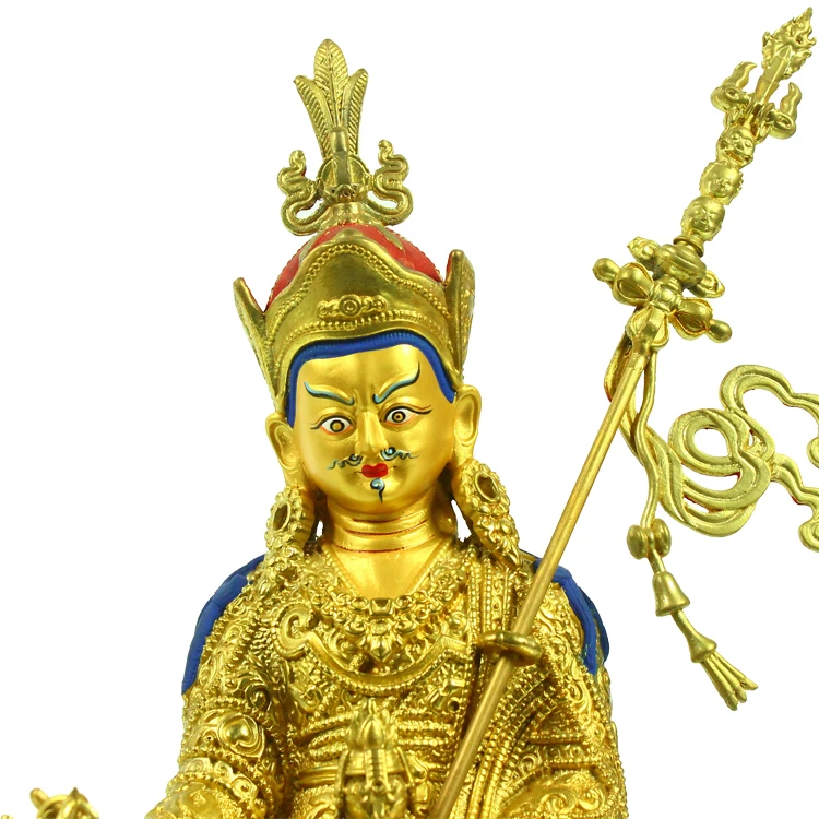 Big Buddha Statue Gold Colored Plating Resin Buddhist Tibetan Statue Figure 