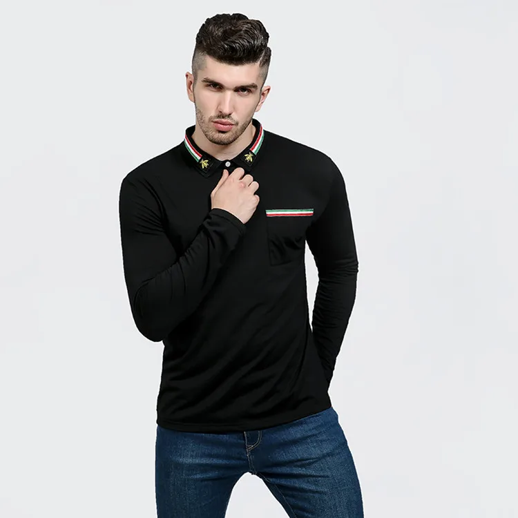 black long sleeve polo t shirt