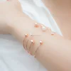 Personalized Pearl Bangle Rose Gold Bangle mothers day gift, minimal delicate prefer dainty Bangles