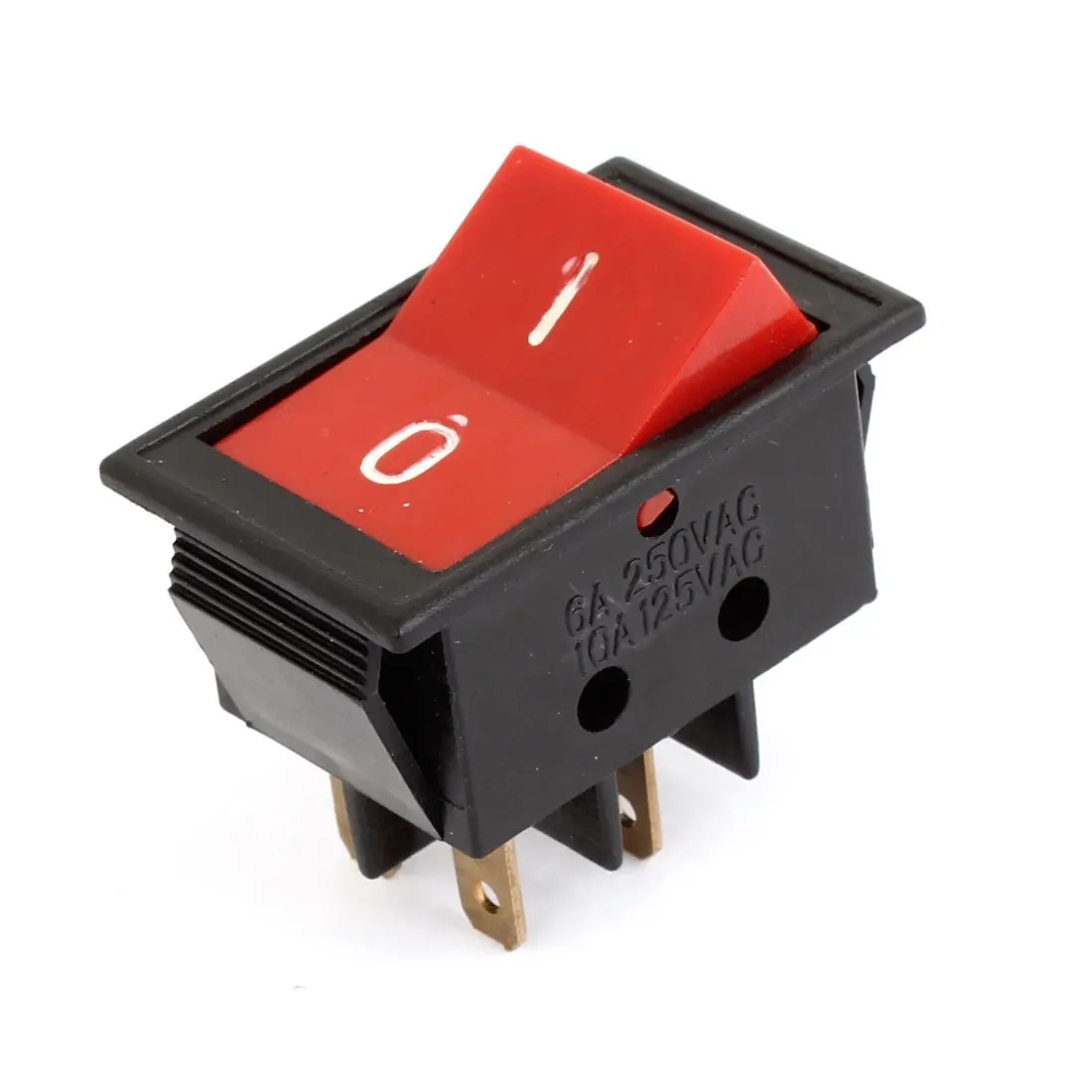 uxcell AC 6A/250V 10A/125V 4 Metal Pins DPST On/Off Rocker Switch Black Red