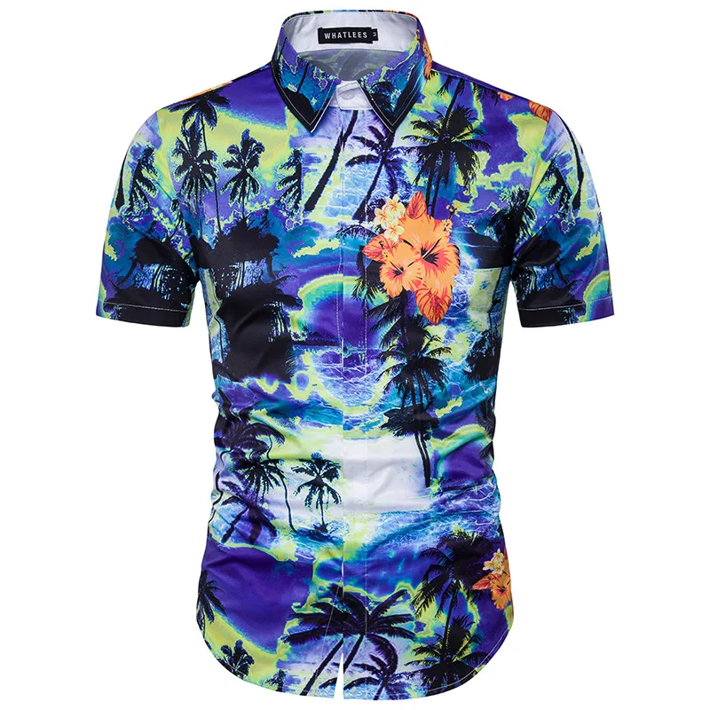 Wholesale Men 's Summer Short Sleeve Floral 3d Printing Beach Hawaiian ...