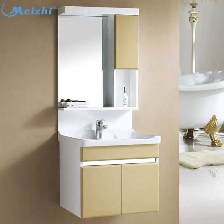 Wall hung bathroom laundry cabinet with quartz wash basin