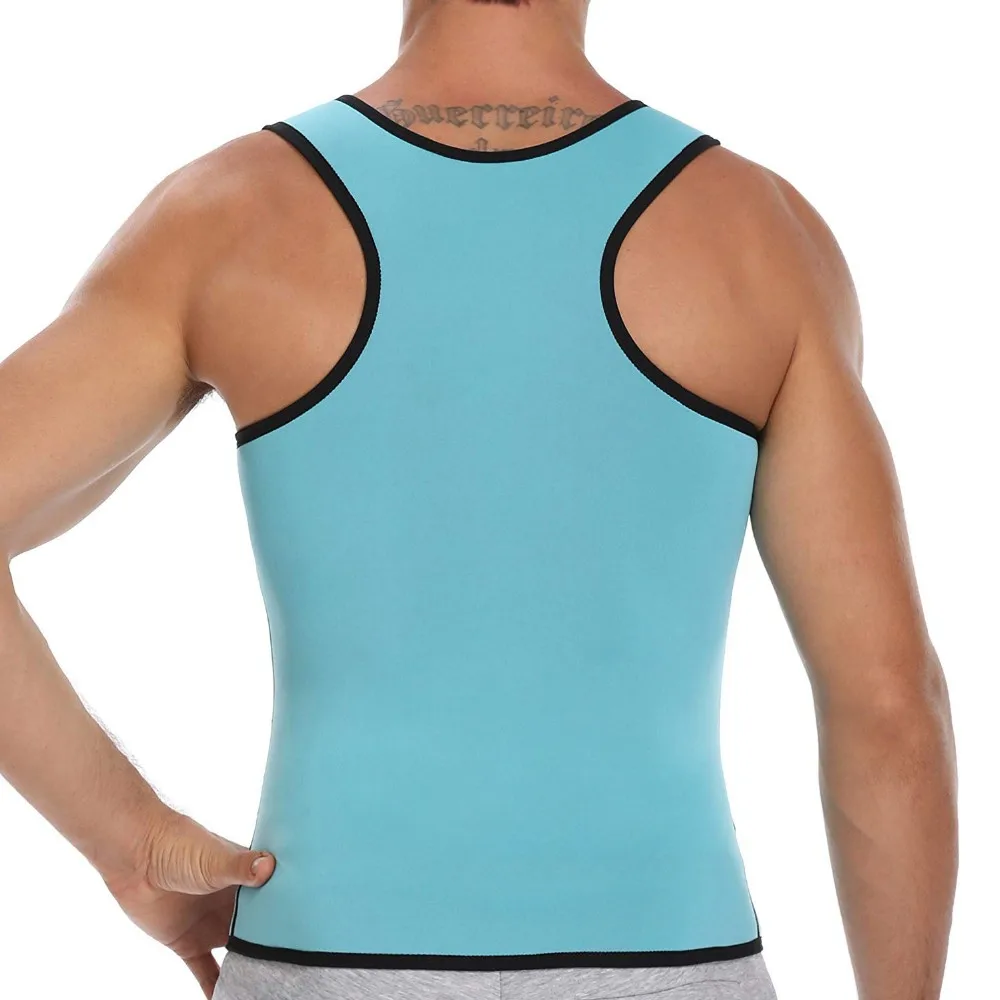Men's Hot Neoprene Sauna Singlets Gym Zipper Closure Tank Top For