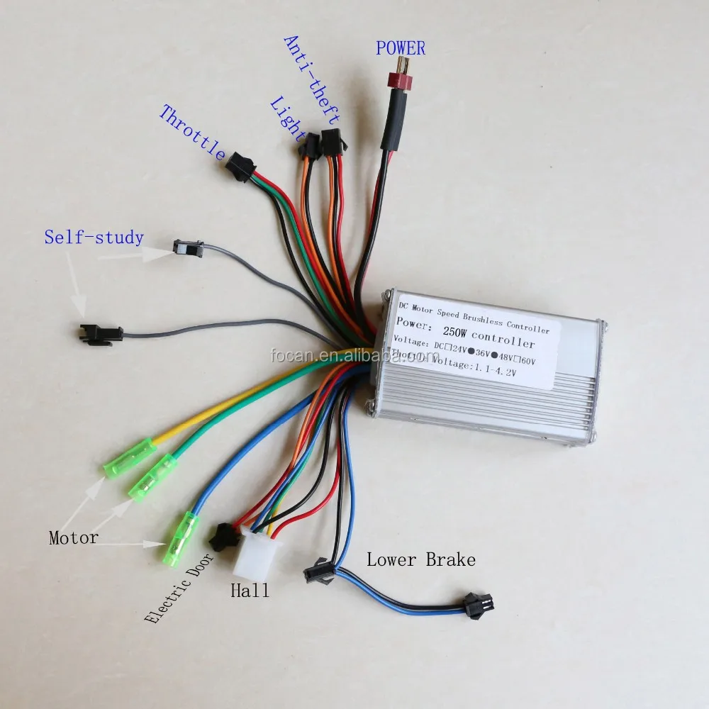 KT 36V/48V 15A Brushless Motor Controller – 250W 350W E-Bike – Waterproof, 6 Mosfets