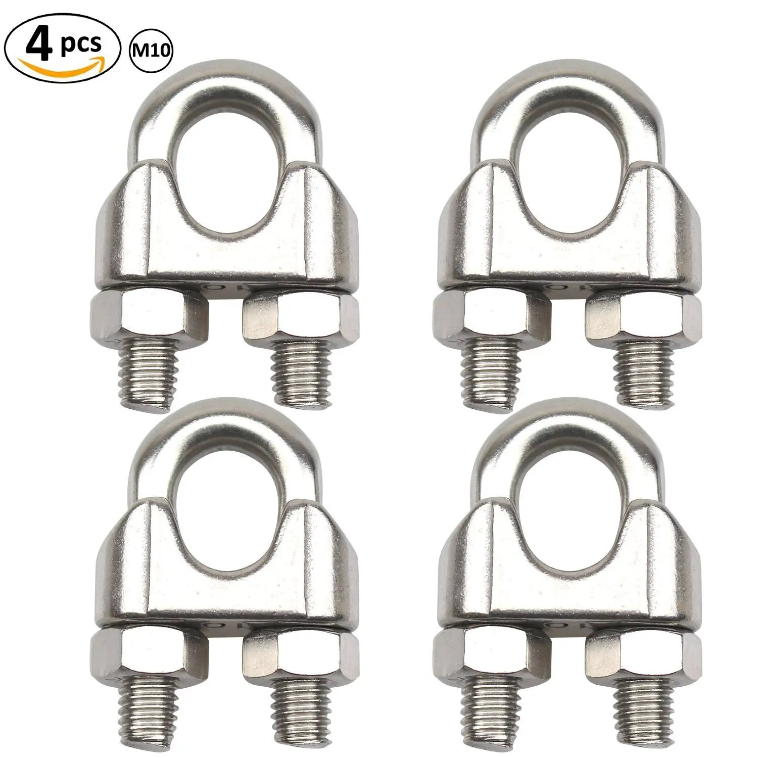 3/8 M10 Stainless Steel Wire Rope Cable Clip Clamp DYWISHKEY Pack of 4