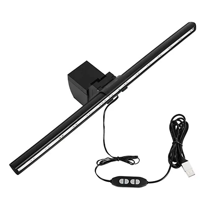 2019 New Product Matte Black Auto-Dimming USB Powered Office Screen Bar E-Reading LED Task Lamp