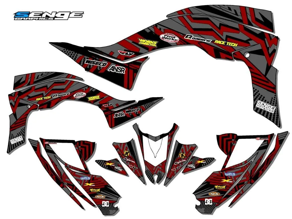 Senge Graphics Kit compatible with Yamaha 2013-2020 Raptor 700 Zany Blue Graphics Kit with blank number plates WITH EXTRA COVERAGE