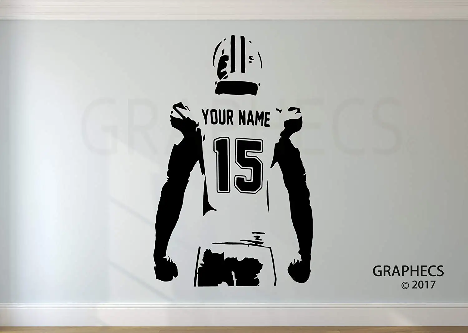 Personalized Custom Football Wall Decal - Choose your NAME & NUMBERS Custom Player Jerseys Vinyl Decal Sticker Decor Kids Bedroom