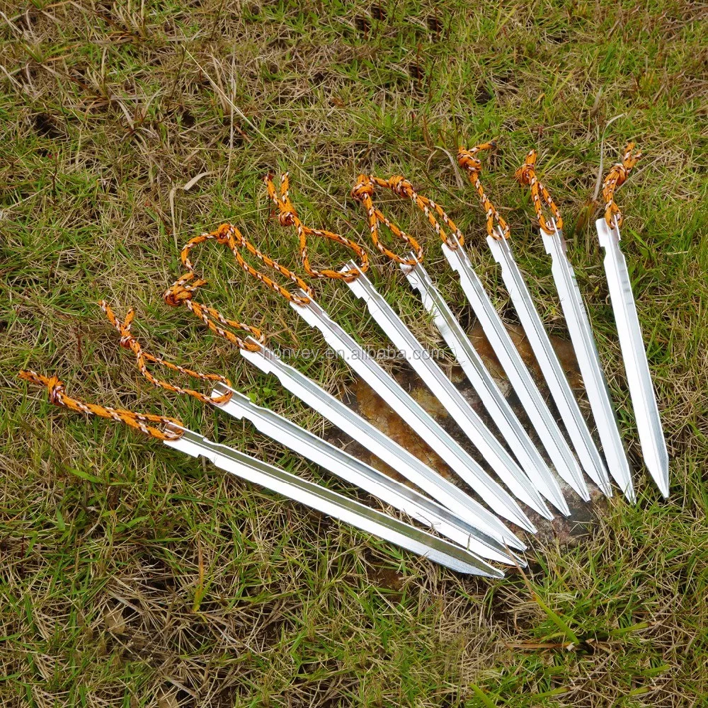 Outdoor Camping Tent Peg With Rope Aluminium Alloy Travel Kits Beach