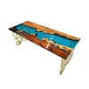 blue color transparent resin black color solid wood beautiful high quality table and furnitures