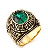 Wholesale Stainless Steel Rock Jewelry US Military Brand Emerald Stone Titanium Gemstone Ring