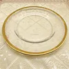 China Factory Elegant Red Purple Green Silver Rose Gold Rim Cheap Glass Charger Plate