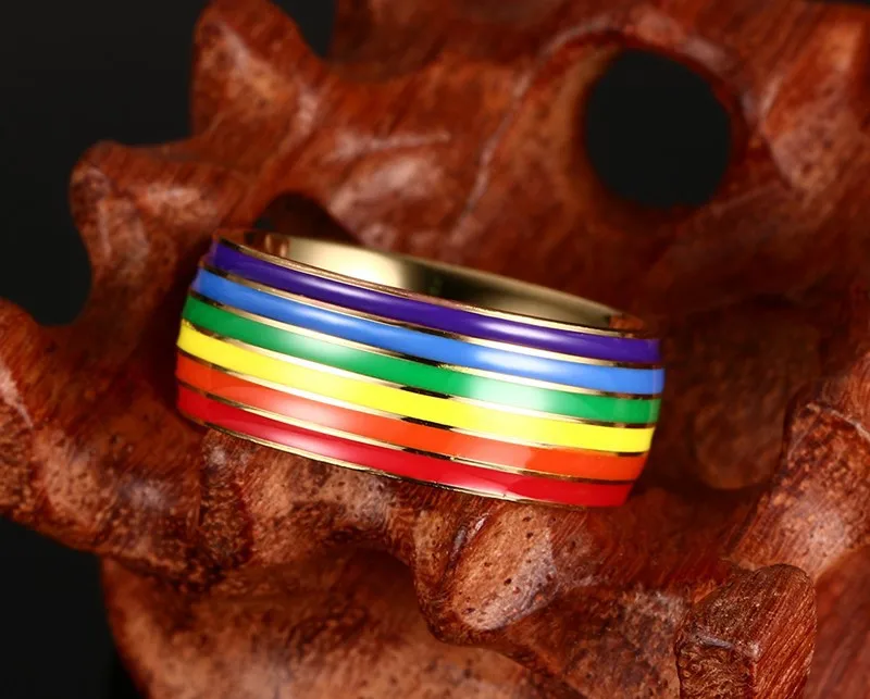 Gay pride engagement rings