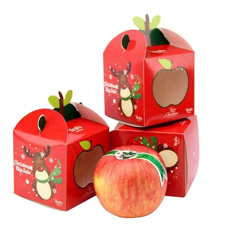 Custom Wholesale Christmas Eve Beautiful Apple Paper Gift Packaging Box