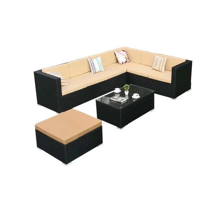 Cheap Italian Patio Poly Rattan Furniture Outdoor Garden U Shape Sectional Sofa